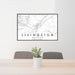 24x36 Livingston Montana Map Print Landscape Orientation in Classic Style Behind 2 Chairs Table and Potted Plant