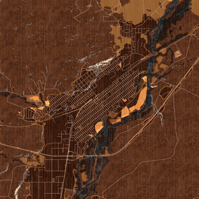 Livingston Montana Map Print in Ember Style Zoomed In Close Up Showing Details