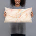 Person holding 20x12 Custom Livingston Montana Map Throw Pillow in Watercolor