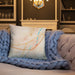 Custom Livingston Montana Map Throw Pillow in Watercolor on Cream Colored Couch