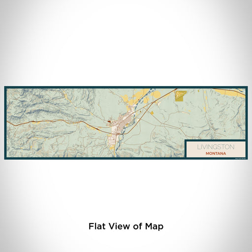 Flat View of Map Custom Livingston Montana Map Enamel Mug in Woodblock