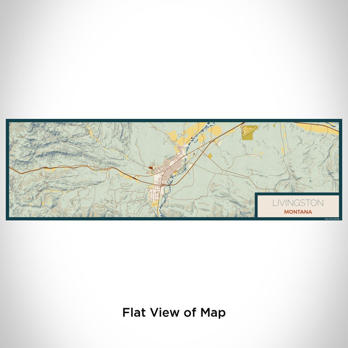 Flat View of Map Custom Livingston Montana Map Enamel Mug in Woodblock
