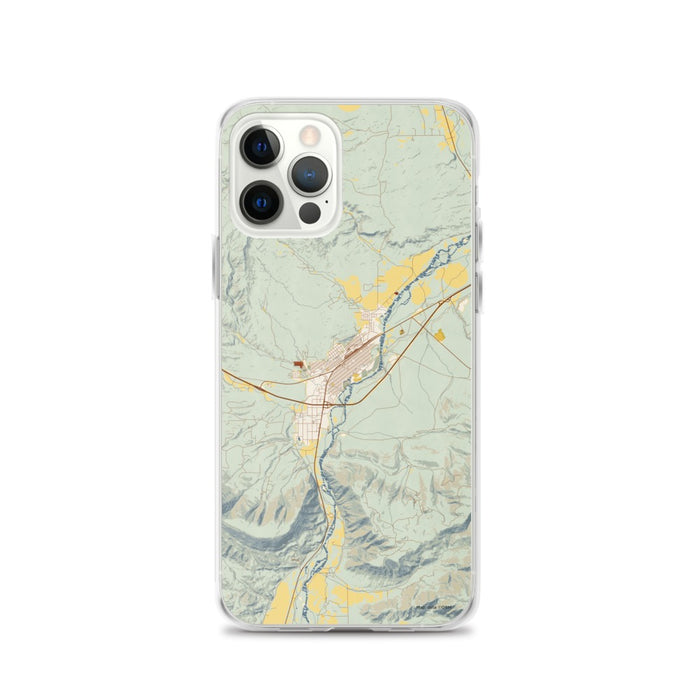 Custom Livingston Montana Map iPhone 12 Pro Phone Case in Woodblock