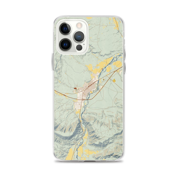 Custom Livingston Montana Map iPhone 12 Pro Max Phone Case in Woodblock