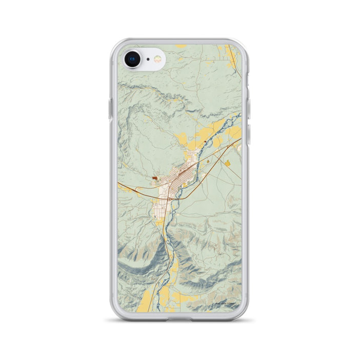 Custom Livingston Montana Map iPhone SE Phone Case in Woodblock
