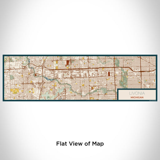 Flat View of Map Custom Livonia Michigan Map Enamel Mug in Woodblock