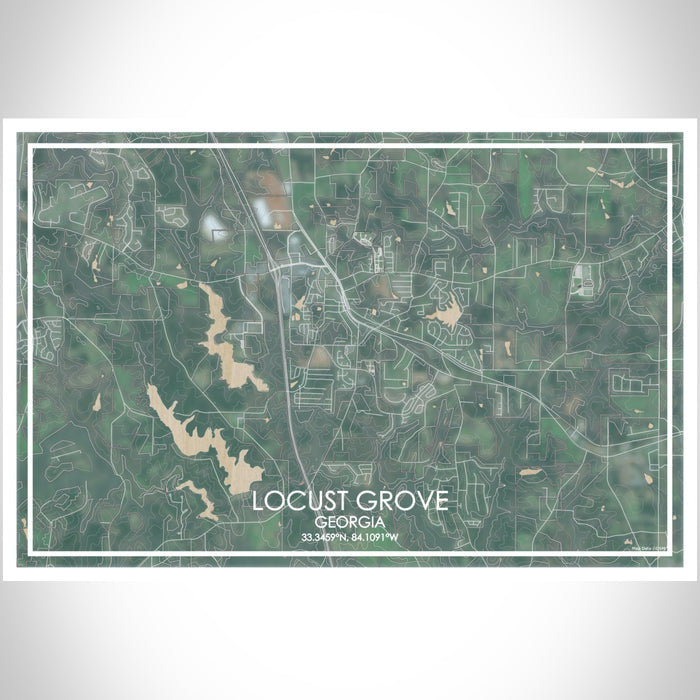 Locust Grove Georgia Map Print Landscape Orientation in Afternoon Style With Shaded Background