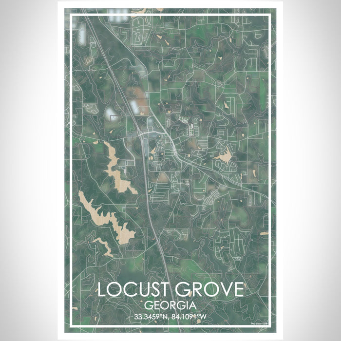 Locust Grove Georgia Map Print Portrait Orientation in Afternoon Style With Shaded Background