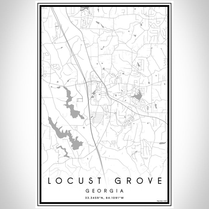 Locust Grove Georgia Map Print Portrait Orientation in Classic Style With Shaded Background
