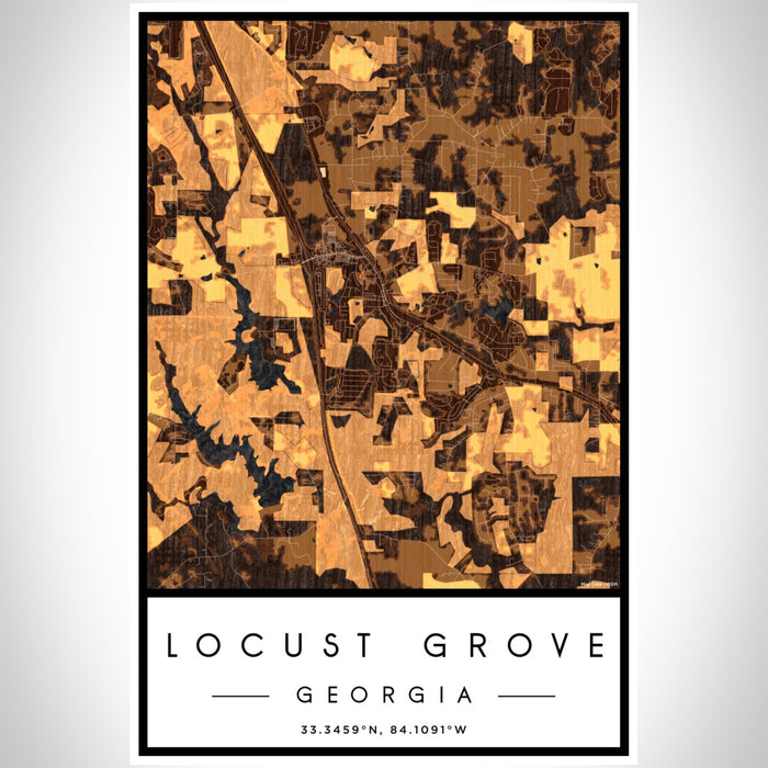 Locust Grove Georgia Map Print Portrait Orientation in Ember Style With Shaded Background