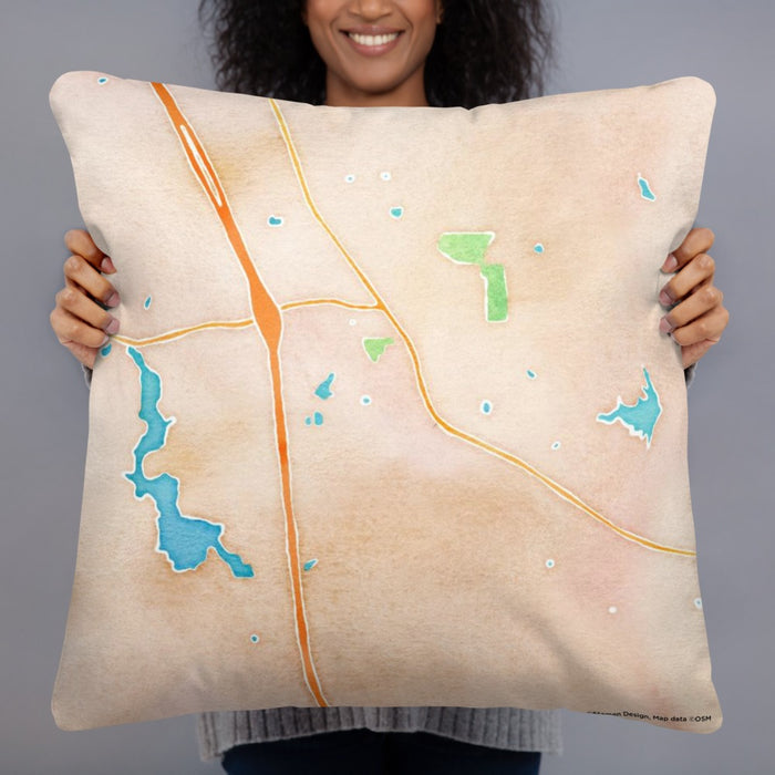 Person holding 22x22 Custom Locust Grove Georgia Map Throw Pillow in Watercolor