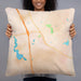 Person holding 22x22 Custom Locust Grove Georgia Map Throw Pillow in Watercolor