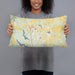 Person holding 20x12 Custom Locust Grove Georgia Map Throw Pillow in Woodblock