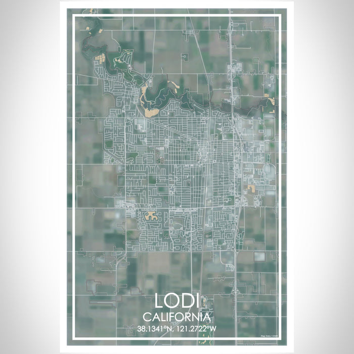 Lodi California Map Print Portrait Orientation in Afternoon Style With Shaded Background