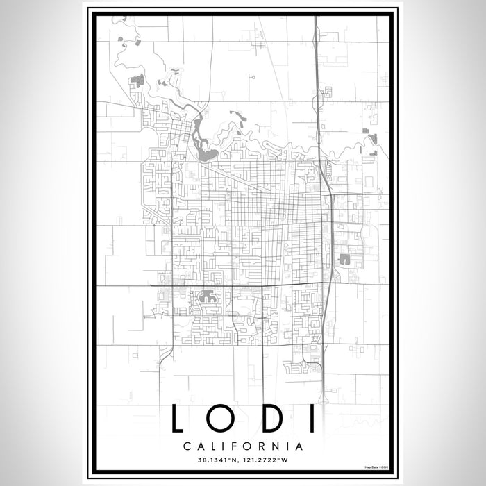 Lodi California Map Print Portrait Orientation in Classic Style With Shaded Background