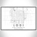 Lodi California Map Print Landscape Orientation in Classic Style With Shaded Background