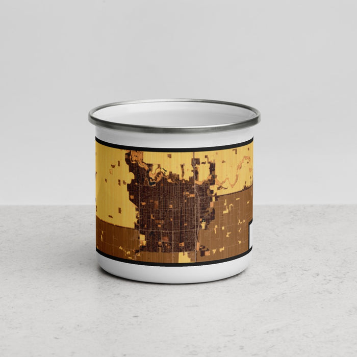 Front View Custom Lodi California Map Enamel Mug in Ember