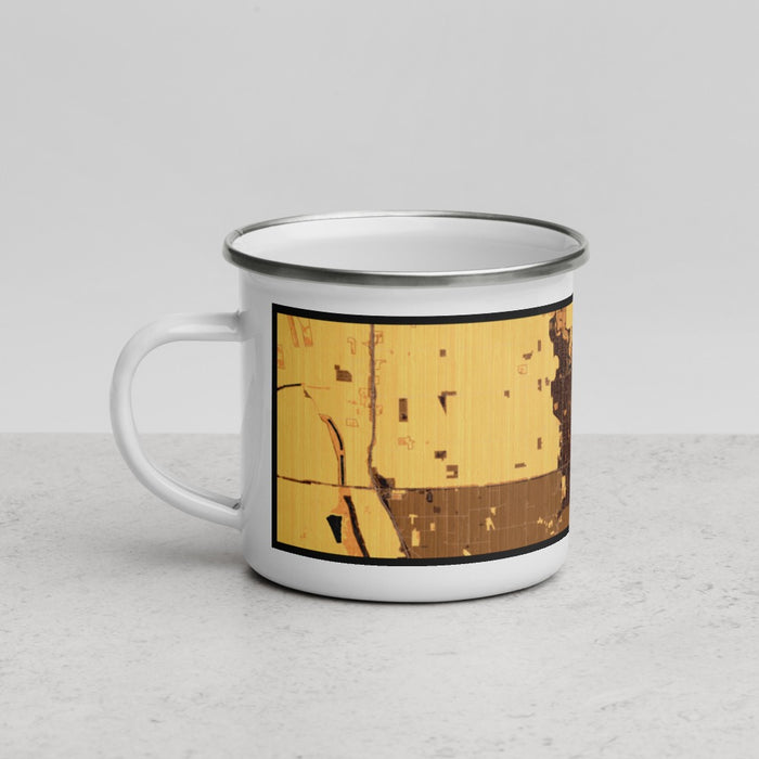 Left View Custom Lodi California Map Enamel Mug in Ember