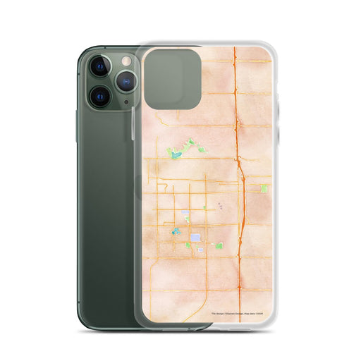 Custom Lodi California Map Phone Case in Watercolor on Table with Laptop and Plant