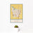 12x18 Lodi California Map Print Portrait Orientation in Woodblock Style With Small Cactus Plant in White Planter