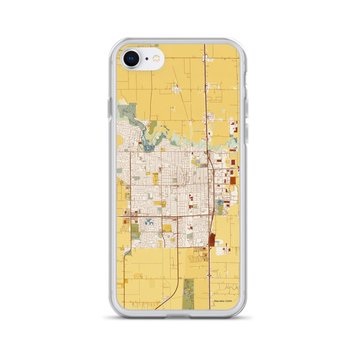 Custom Lodi California Map iPhone SE Phone Case in Woodblock
