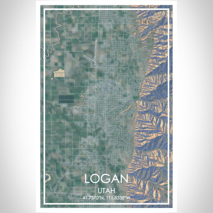 Logan Utah Map Print Portrait Orientation in Afternoon Style With Shaded Background