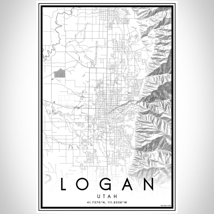 Logan Utah Map Print Portrait Orientation in Classic Style With Shaded Background