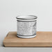 Front View Custom Logan Utah Map Enamel Mug in Classic on Cutting Board