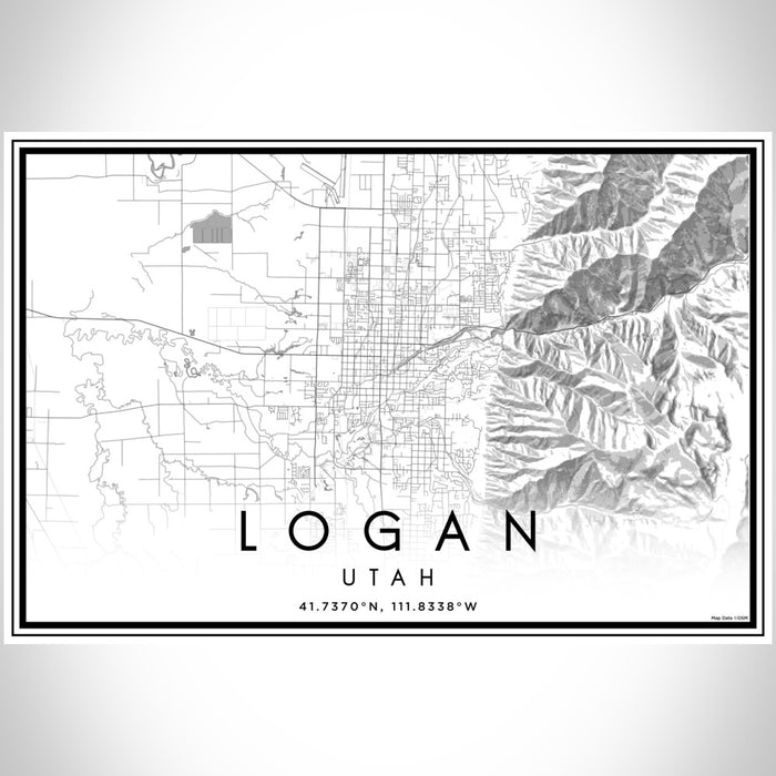 Logan Utah Map Print Landscape Orientation in Classic Style With Shaded Background