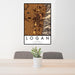 24x36 Logan Utah Map Print Portrait Orientation in Ember Style Behind 2 Chairs Table and Potted Plant