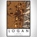 Logan Utah Map Print Portrait Orientation in Ember Style With Shaded Background