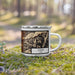 Right View Custom Logan Utah Map Enamel Mug in Ember on Grass With Trees in Background