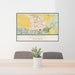 24x36 Lompoc California Map Print Lanscape Orientation in Woodblock Style Behind 2 Chairs Table and Potted Plant