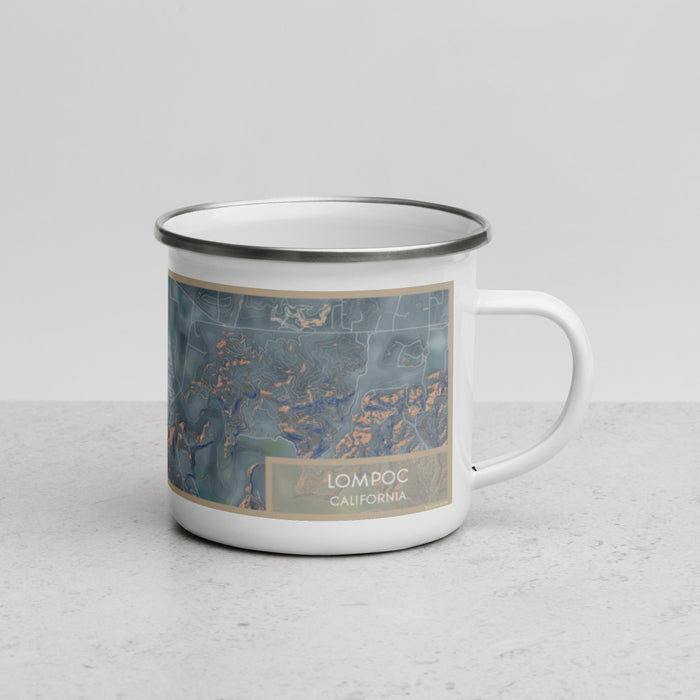 Right View Custom Lompoc California Map Enamel Mug in Afternoon