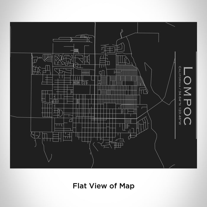 Rendered View of Lompoc California Map Engraving on 20oz Stainless Steel Insulated Bottle with Bamboo Top in Black