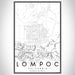 Lompoc California Map Print Portrait Orientation in Classic Style With Shaded Background