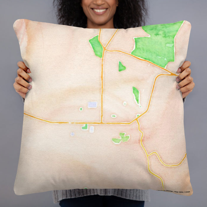 Person holding 22x22 Custom Lompoc California Map Throw Pillow in Watercolor