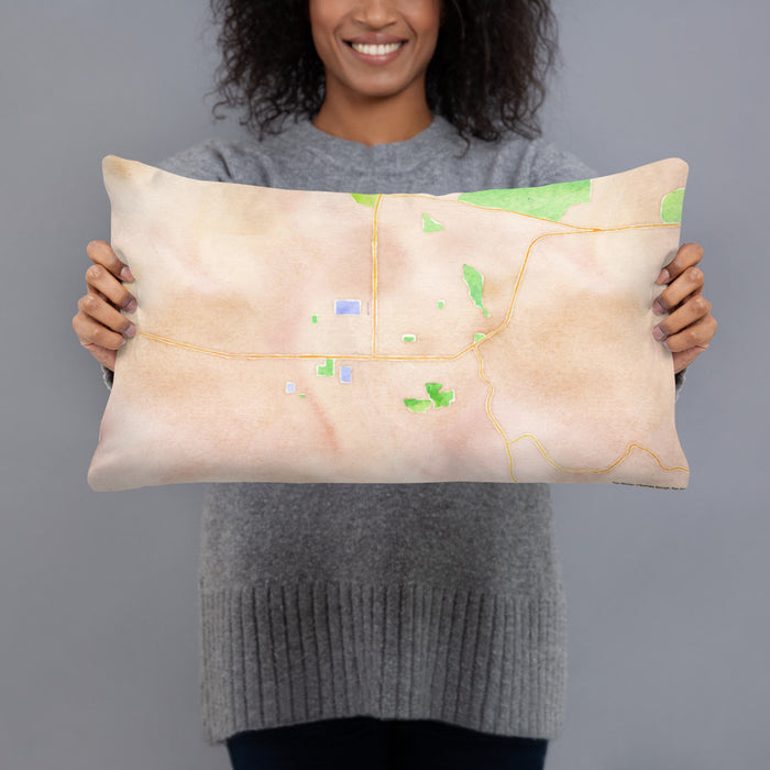 Person holding 20x12 Custom Lompoc California Map Throw Pillow in Watercolor