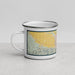 Left View Custom Lompoc California Map Enamel Mug in Woodblock