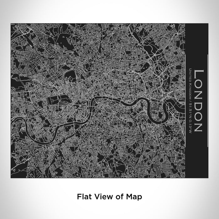 Rendered View of London United Kingdom Map Engraving on 20oz Stainless Steel Insulated Bottle with Bamboo Top in Black