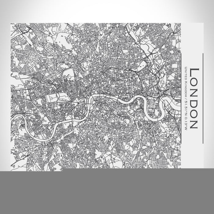 Rendered View of London United Kingdom Map Engraving on 20oz Stainless Steel Insulated Bottle with Bamboo Top in White