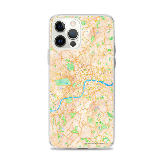 Custom London United Kingdom Map Phone Case in Watercolor