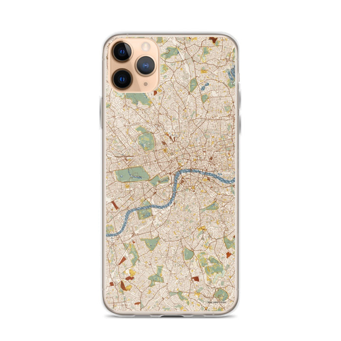 Custom London United Kingdom Map Phone Case in Woodblock