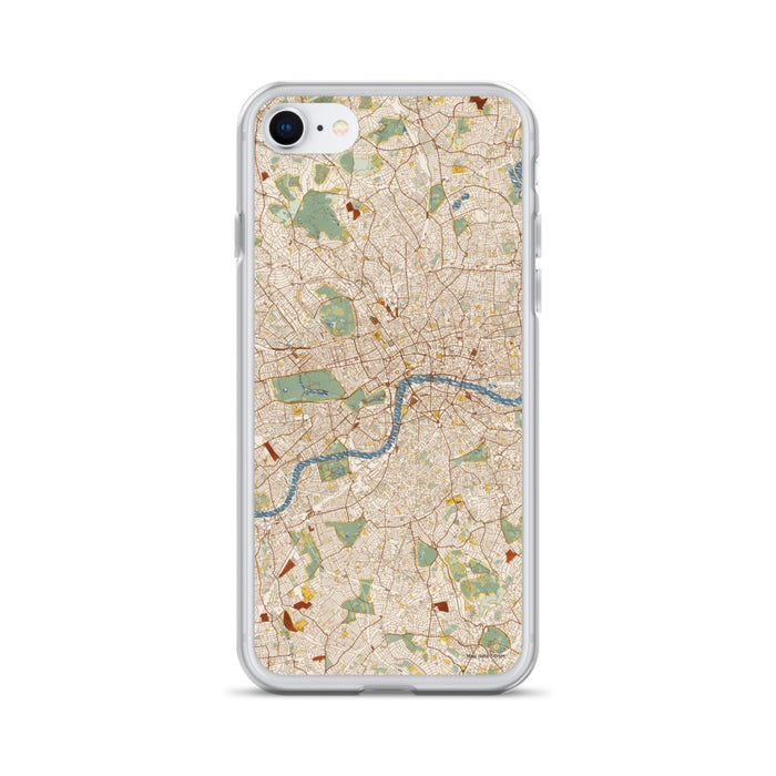 Custom London United Kingdom Map Phone Case in Woodblock