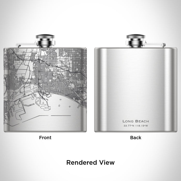 Rendered View of Long Beach California Map Engraving on undefined