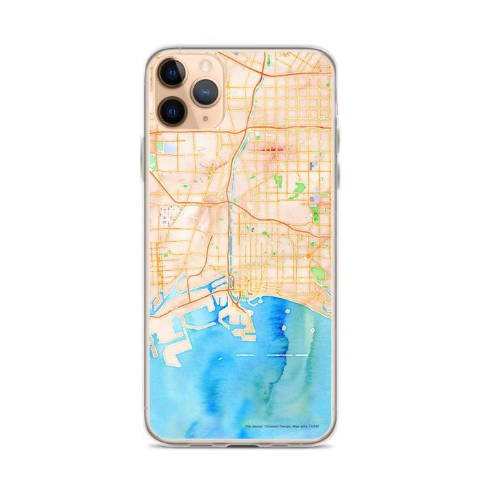 Custom Long Beach California Map Phone Case in Watercolor