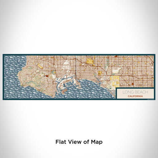 Flat View of Map Custom Long Beach California Map Enamel Mug in Woodblock