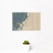 12x18 Long Beach Island New Jersey Map Print Landscape Orientation in Afternoon Style With Small Cactus Plant in White Planter