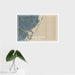 16x24 Long Beach Island New Jersey Map Print Landscape Orientation in Afternoon Style With Tropical Plant Leaves in Water