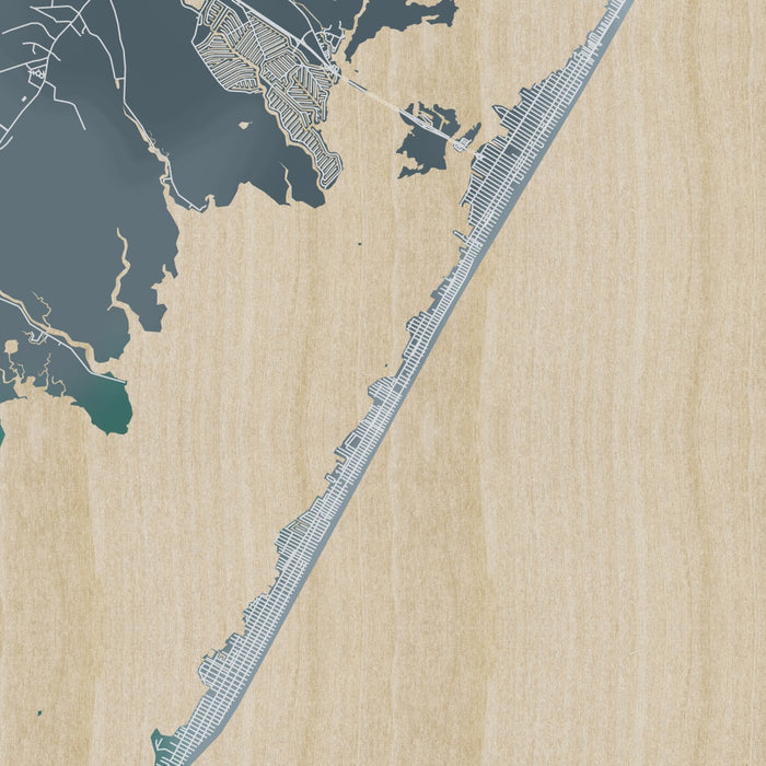Long Beach Island New Jersey Map Print in Afternoon Style Zoomed In Close Up Showing Details